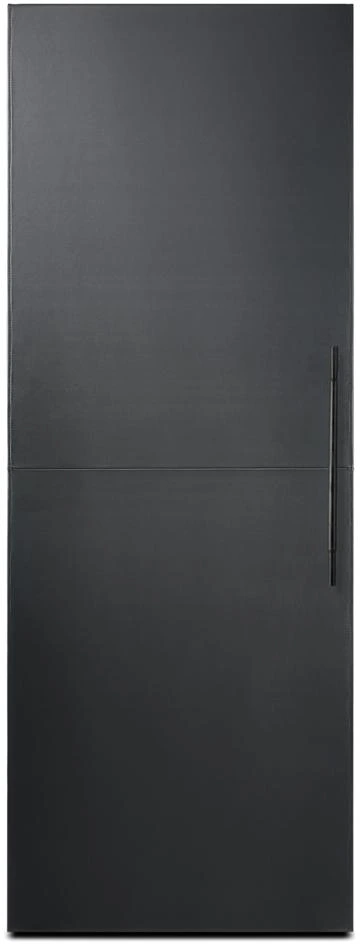 Front view of the JennAir Carbon refrigerator panel